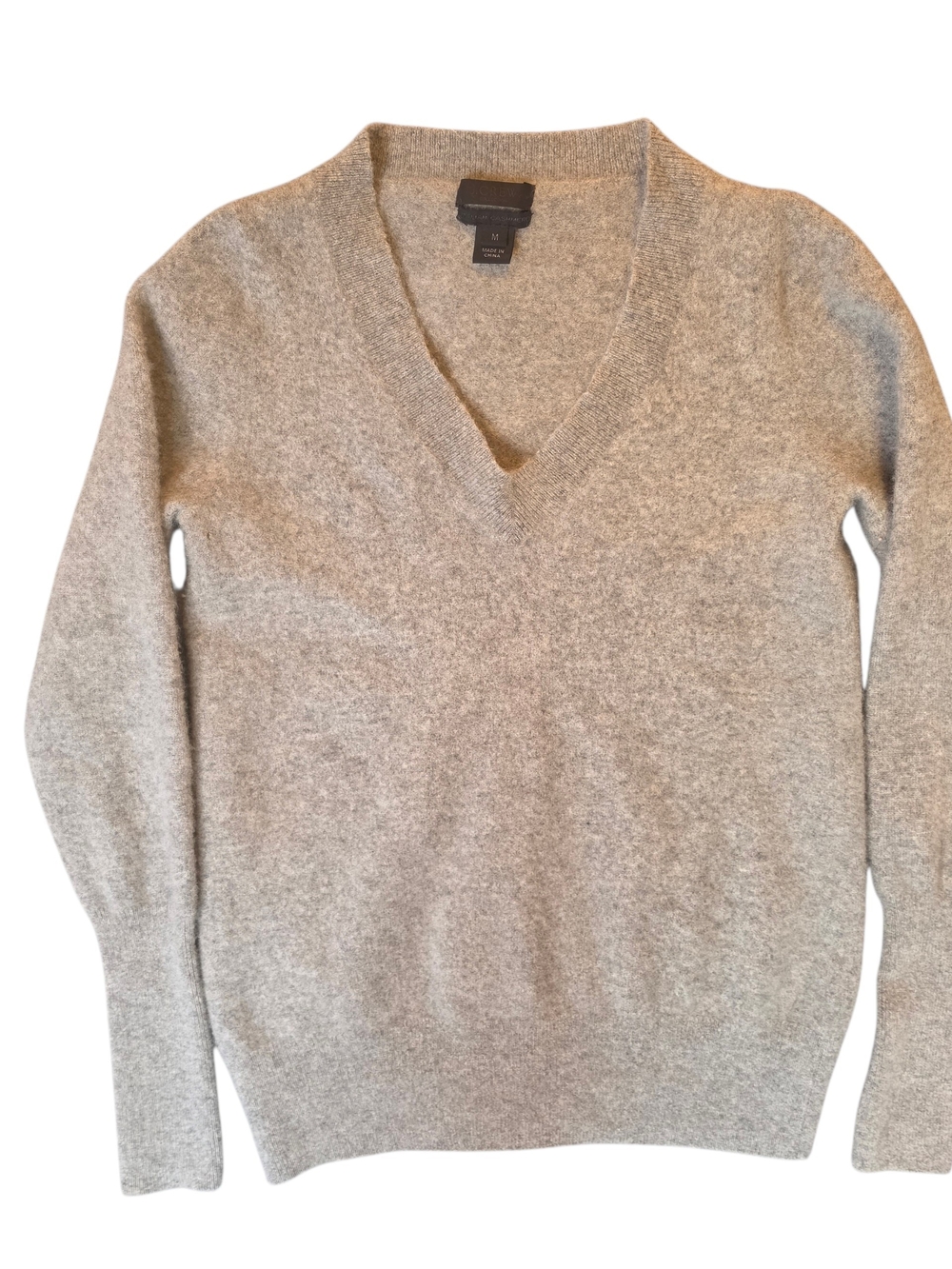 J.Crew Italian Cashmere V-Neck Sweater Medium Gray Heather Formal Preppy Party